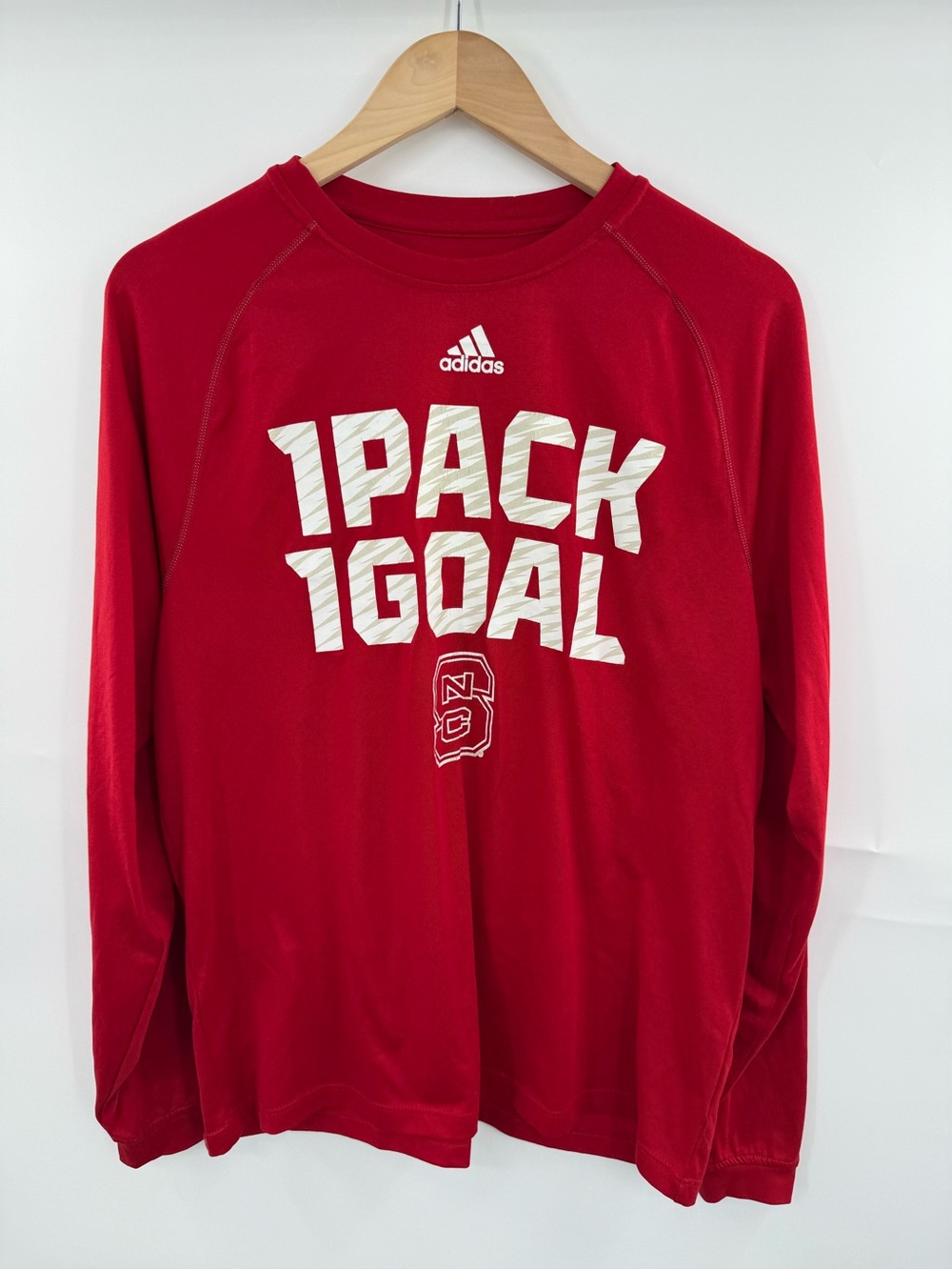 Adidas NC State Wolfpack 1 Pack 1 Goal Long Sleeve Shirt Red Men’s Small NCAA
